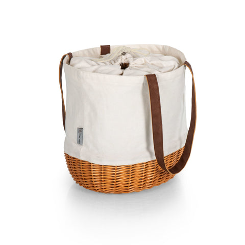 Picnic Time Coronado Canvas and Willow Basket Tote, Beige