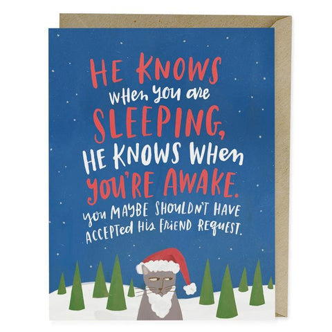 Emily McDowell: He Knows Holiday Card by Emily McDowell