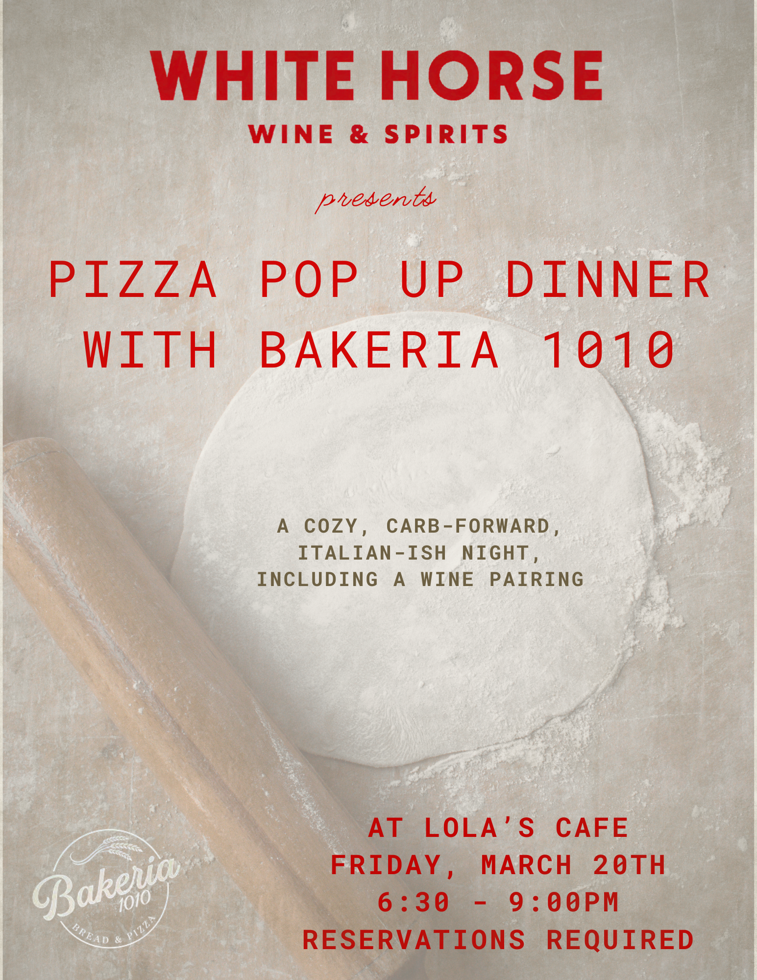 Pizza Pop Up with Bakeria 1010 at Lola's Cafe