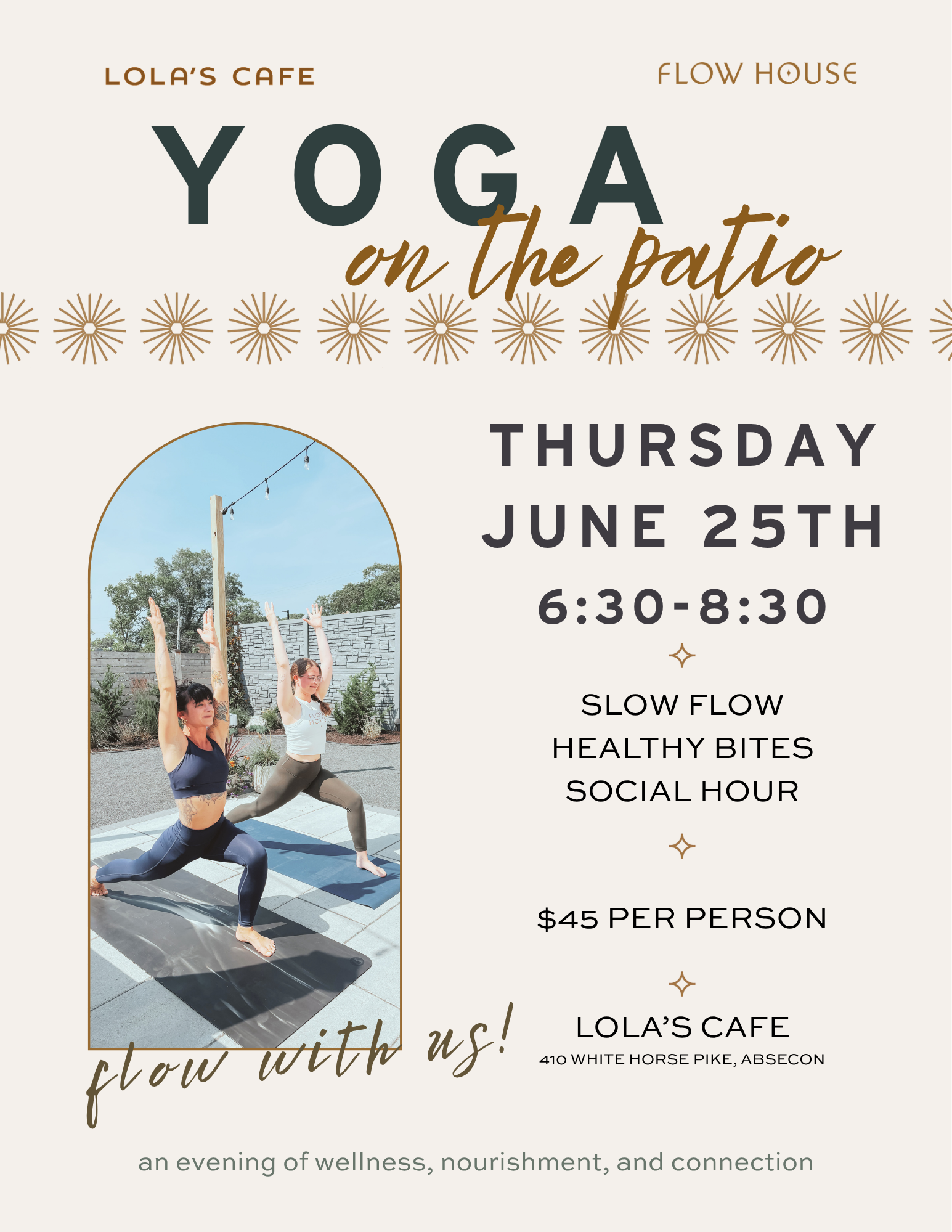 Yoga on the Patio at Lola's Cafe