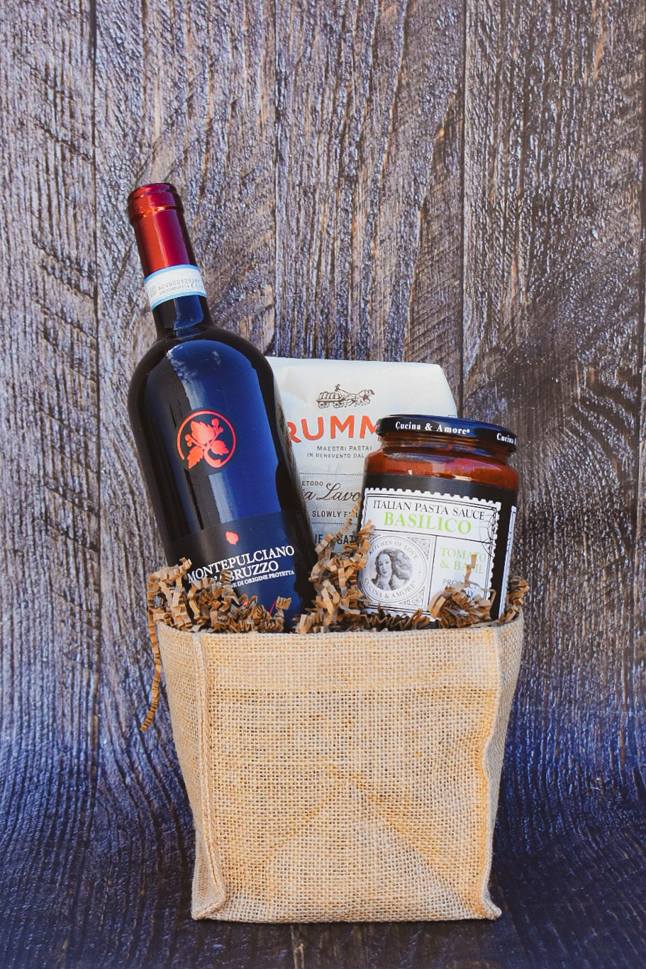 Red Wine Pasta Gift Basket Bronze 2025