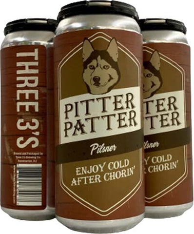 Three 3's Pitter Patter Pils 4pk Can