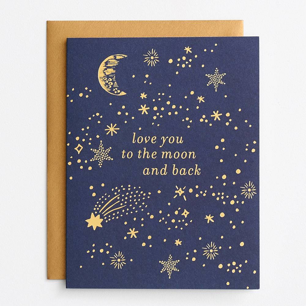 Waste Not Paper Love You to The Moon Foil Card