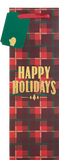 Plaid Happy Holidays Wine Bag