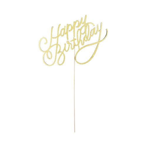 Gold Happy Birthday Paper Cake Topper by Cakewalk