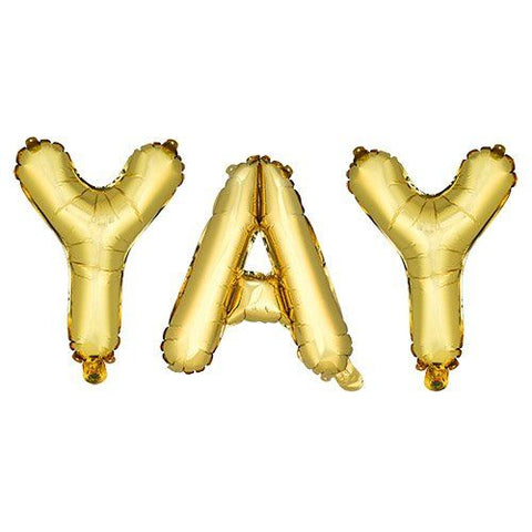 Gold "YAY" Mylar Balloon by Cakewalk