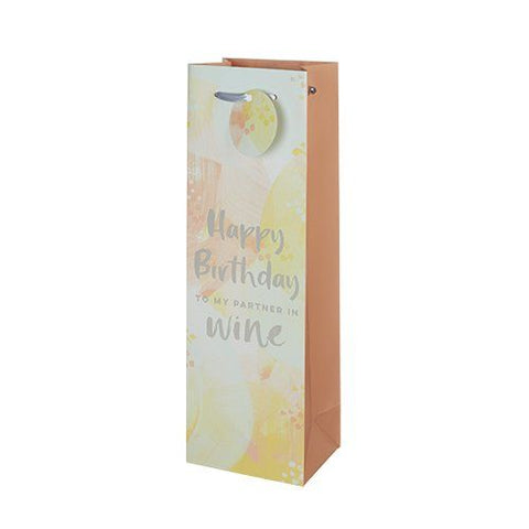 "Happy Birthday To My Partner In Wine" Wine Gift Bag