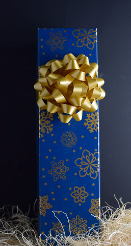 Wine Gift Box in Blue & Gold Flakes