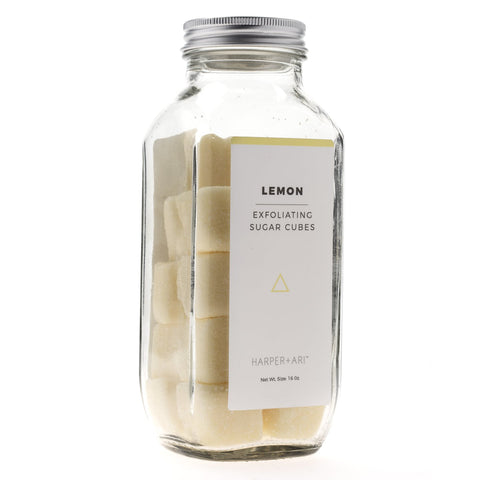 Lemon Exfoliating Sugar Cubes Glass Bottle