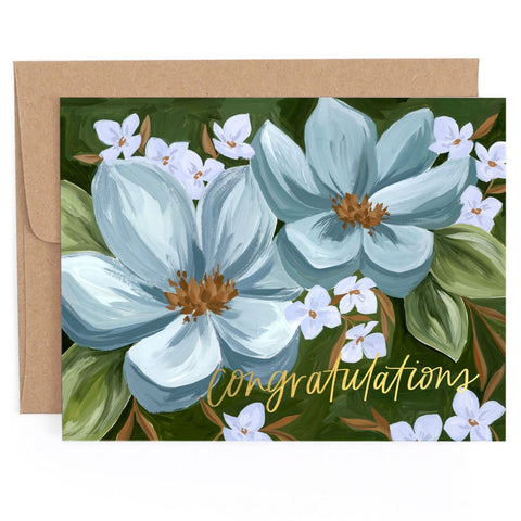 1Canoe2: Blue Floral Congrats Card
