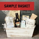 Custom Gift Basket - Distressed White Wood Market Tray, Large