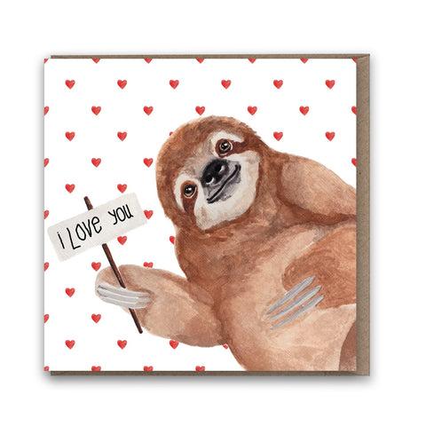 Lil Wabbit: I love You Sloth Valentine Card