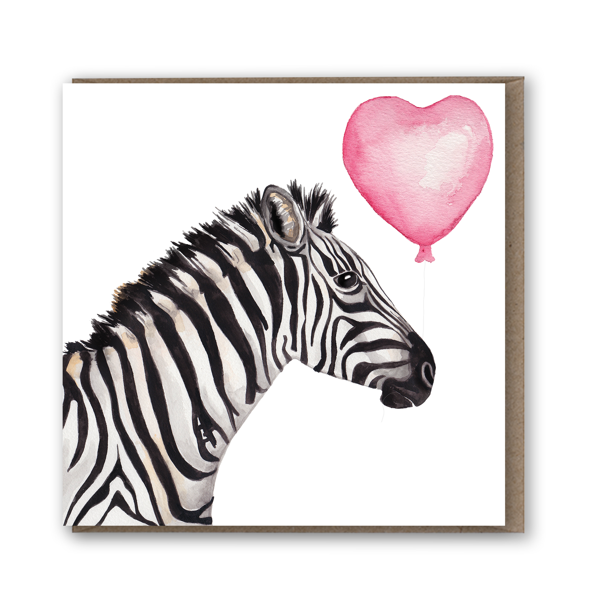 Lil Wabbit: Zebra With Heart Balloon Valentine Card