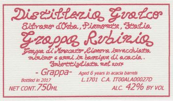 Distillerio Gualco Grappa Rubinia
