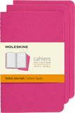 Moleskine Notebook: Hot Pink Large Ruled Cahier [Set of 3]