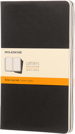 Moleskine Notebook: Black Large Ruled Cahier [Set of 3]