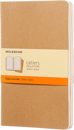 Moleskine Notebook:  Kraft Large Ruled Cahier [Set of 3]