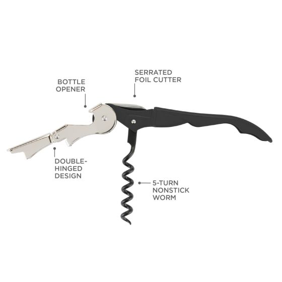Double Hinged Waiter's Corkscrew - Stainless Steel, Available In Multiple Colors (4 Inches)